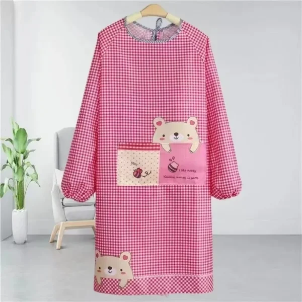 tablier de protection manche longue rose